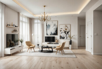 Modern living room with natural lighting and plants