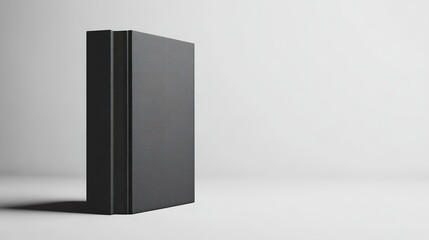 Simple book standing upright against a clean white background, subtle lighting.