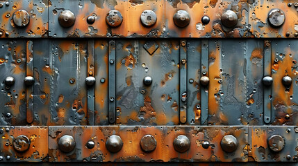 Rusty Metal Texture Background with Rivets