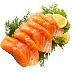 Fresh Salmon Slice on transparent background
