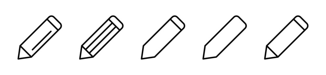 Pencil icon. Edit icon set. Document edit icon. Text edit button. Editable stroke line icons. Vector illustration.