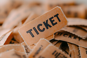 Pile of Vintage Orange Raffle Tickets – Retro Event Tickets for Contests and Giveaways