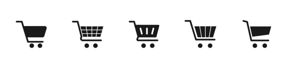 Shopping cart icon set. Trolley icon. Shopping basket icon. Online shopping button. Vector illustration.