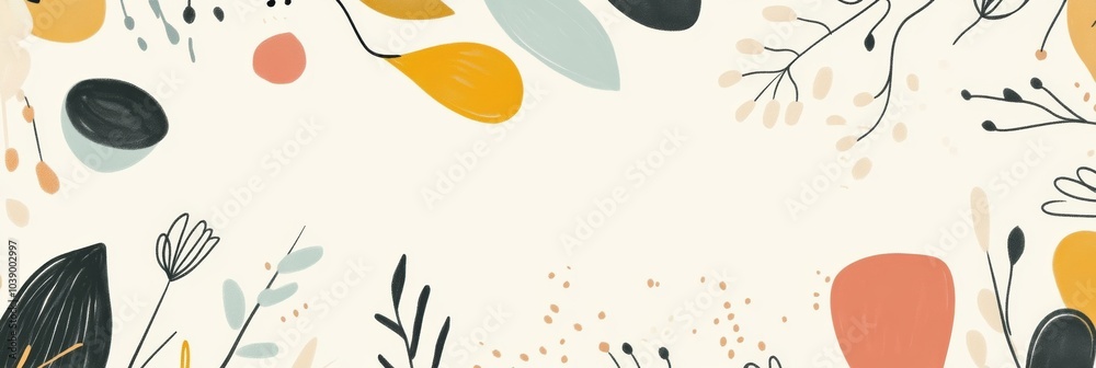 Poster Delicate leaves and flowers in minimalist design bring a fresh, natural vibe, enhancing creativity and calmness in any space. Generative AI