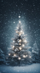 Christmas tree in snow