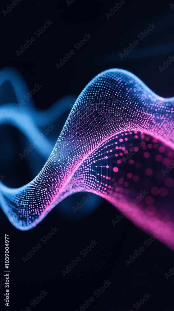 Poster vibrant glowing neon rings creating a futuristic energy wave effect, representing modern technology 