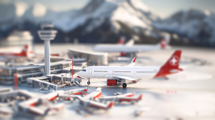 airport with plane wallpaper.blur effect background
