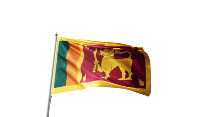 Flag of Sri Lanka with no background, transparent png, flag on a flag pole waving in the wind, national symbol of Sri Lanka, asian country, picture of a flag