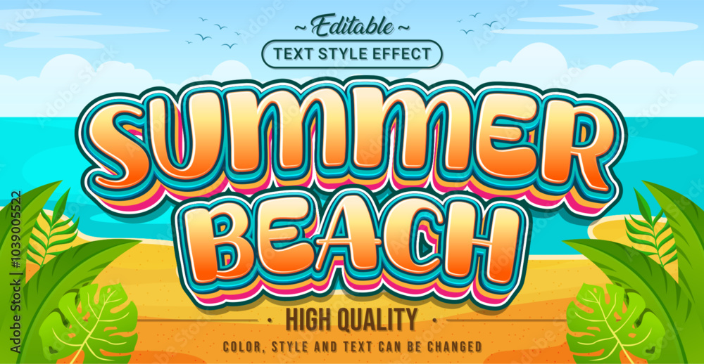 Poster Editable text style effect - Summer Beach text style theme.