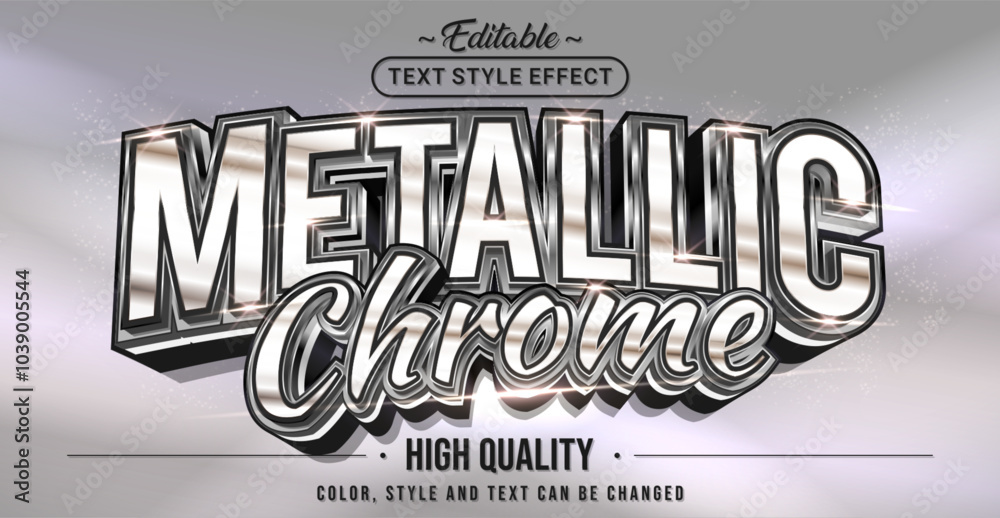 Fototapete editable text style effect - metallic chrome text style theme.