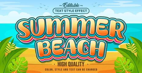 Obraz premium Editable text style effect - Summer Beach text style theme.