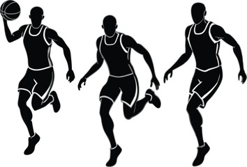 basketball player silhouette vector illustration .