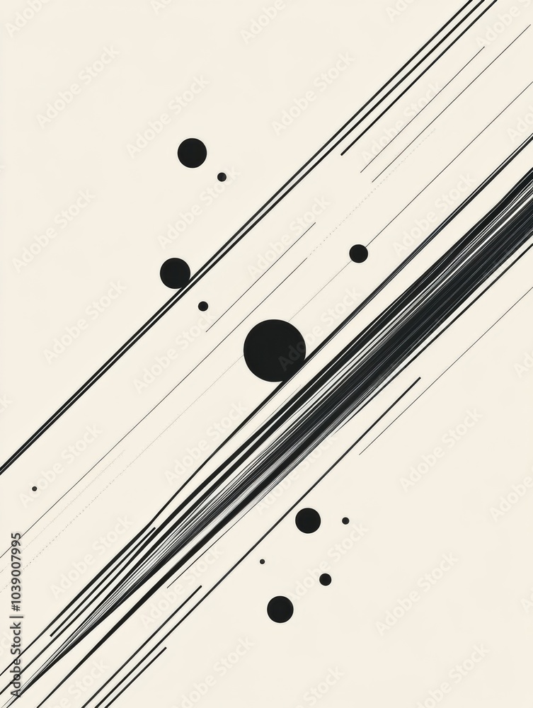 Aufkleber a striking composition of black diagonal lines and circles creates a contemporary, minimalistic aest