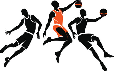 basketball player silhouette vector illustration .