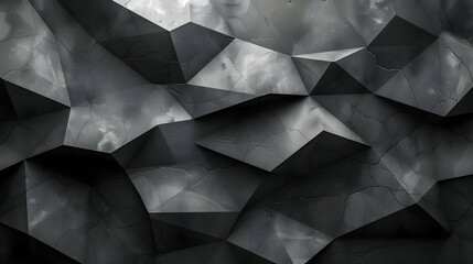 Obraz premium Abstract 3D Geometric Background - Cracked Black Polygonal Texture