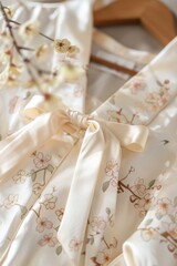 Elegant Floral Kimono with Silk Sash on Hanger