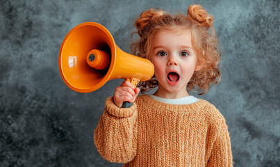 little child shouting through megaphone