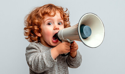 little child shouting through megaphone