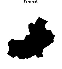 Telenesti district blank outline map