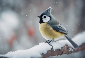 Obraz premium Bird (great titmouse) in winter time