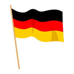 German Flag icon vector in flat style. Germany flag modern icon. Waving in the Wind on Pole