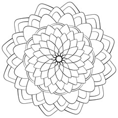 Simple flower mandala, coloring page with nature motif for kids or adults