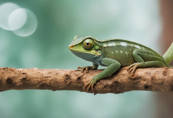 Chamaeleo calyptratus female isolated on a white background