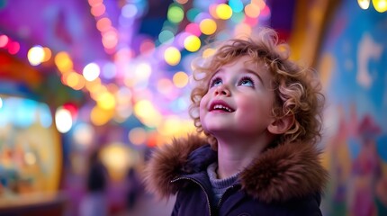 Enchanted Child at a Colorful Carnival Night