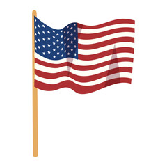 USA Flag icon vector in modern flat style. America flag modern icon. American symbol waving in the Wind on Pole