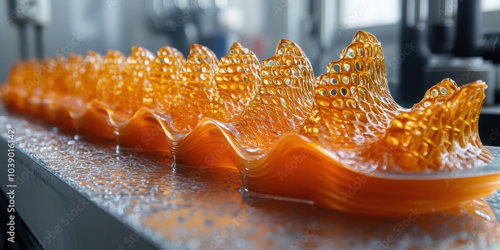 Poster Close-up of a 3D Printed Honeycomb-Patterned Object