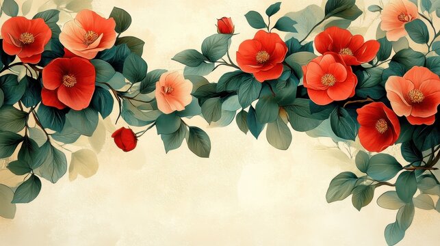 Bright floral design featuring a heartfelt thank you message with red flowers and green leaves