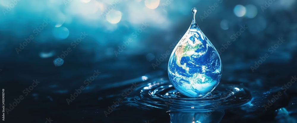 Wall mural the earth in a drop of water