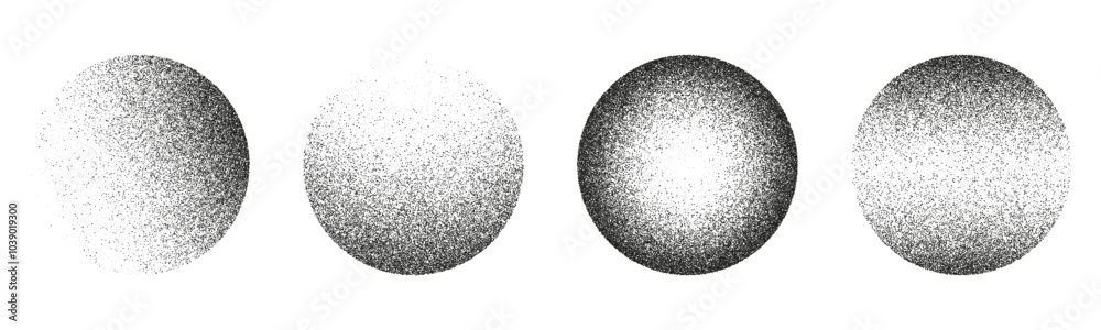 Leinwandbilder Halftone Gradient Round Circles Pattern Vector Design Elements with Noise Grains from Dark to Light. Circles  with stipple effect.