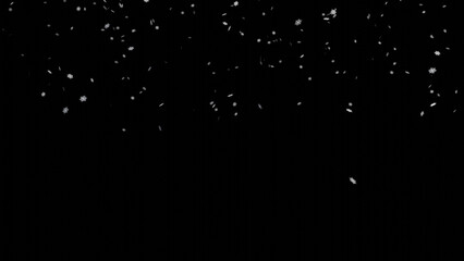 Falling snowflakes on black background. Snowfall on black background.