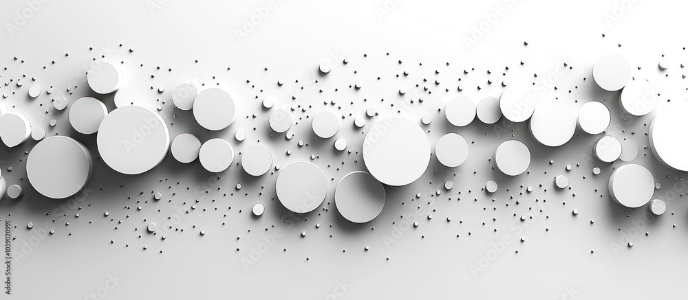 Poster abstract white circles and dots on a white background