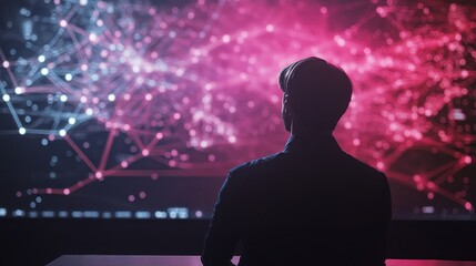 Silhouette of a Person Watching Vibrant Fireworks Display