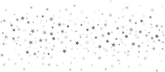 Obraz premium Silver stars background, sparkling Christmas confetti falling magic shining sparkles, flying stars glitter border 