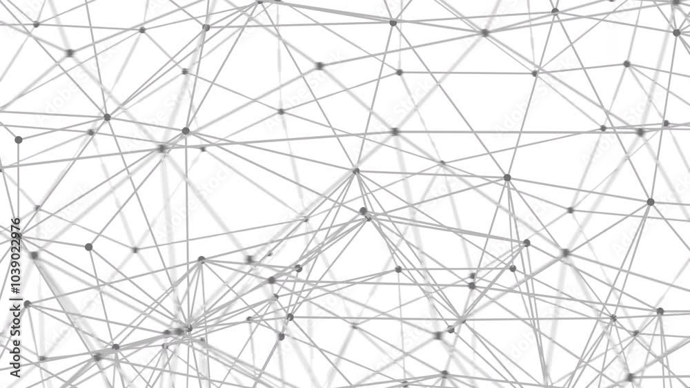 Aufkleber Minimalist futuristic background. Abstract plexus network animation. Science or technology video background. Nodes or dots connected by lines.