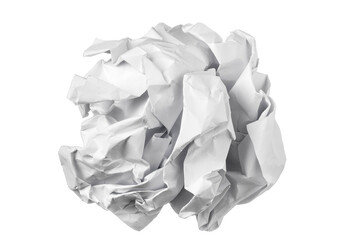 White crumpled paper ball isolated on white background