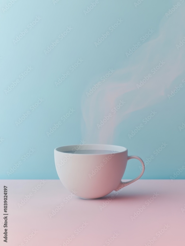 Aufkleber a delicate tea cup sits on a soft surface, releasing smooth, curling steam, creating a warm and invi