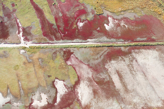 Aerial view of Spain's oldest salt flats in Imon, Guadalajara