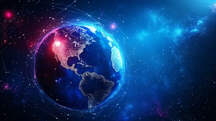 Digital Earth Globe with Network Connections in Space