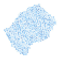 Obraz premium Lesotho Dot Map. Country Digital Style Shape. Lesotho vector image. Country shape blue circular dots. Trending vector illustration.