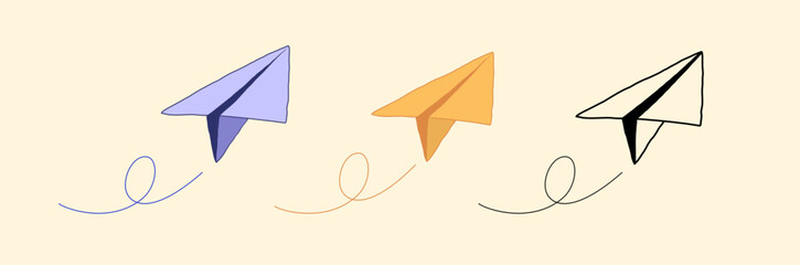 Hand-drawn Paper Plane Glide paper airplane