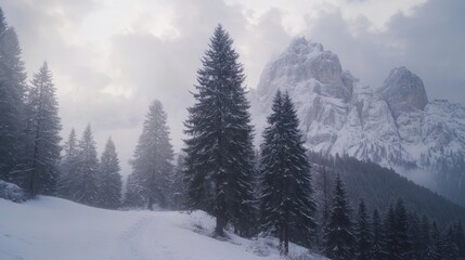 Fototapeta premium Snowy Mountain Landscape
