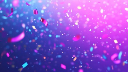 Vibrant Confetti Explosion in Shimmering Hues of Purple and Blue