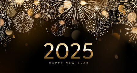 Happy New Year 2025 fireworks background