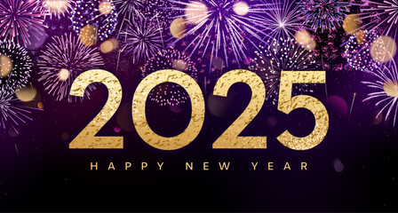 Happy New Year 2025 fireworks card template