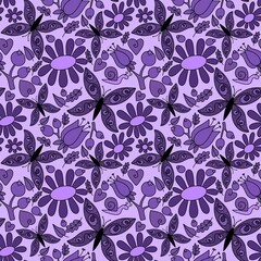 Obraz premium Abstract floral seamless retro flower pattern for fabrics and linens