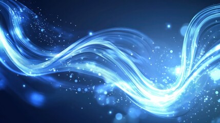 Abstract Blue Waves with Sparkling Lights